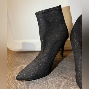 Brash Black Sparkle Heeled Boots size 8 women